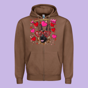Valentine's German Shepherd Zipper Hoodie Designed By Ranaportraitstore
