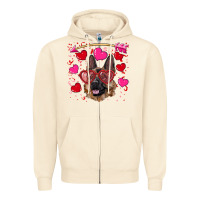 Sandshell valentine's german shepherd Zipper Hoodie - RanaPortraitStore