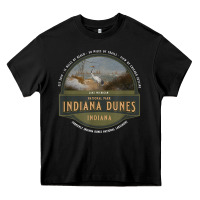 Black indiana dunes national park lake michigan beach trails t shirt Heavy Core Tee - linhVisuals
