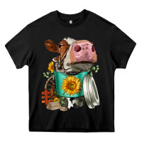 Black Simmental Cow Coffee Cup Heavy Core Tee - FaDigitalArtStudio