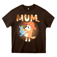 Chocolate Brown Bluey Mum Heavy Core Tee - linhVisuals