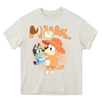 Cream Bluey Mum Heavy Core Tee - linhVisuals