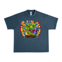 Midnight Navy Merry Rexmas Urban Heavy Tee - CowhideDigitalArt