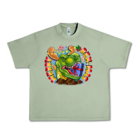 Oil Green Merry Rexmas Urban Heavy Tee - CowhideDigitalArt