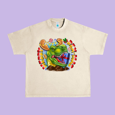 Merry Rexmas Urban Heavy Tee Designed By Cowhidedigitalart