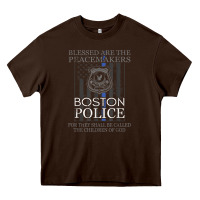Chocolate Brown boston police shirt saint michael police officer prayer Heavy Core Tee - linhVisuals