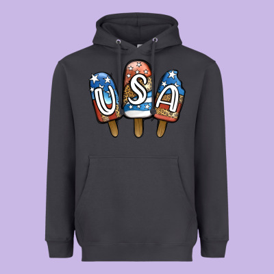 Usa Patriotic Leopard Popsicles Heavyweight Hoodie Designed By Jasminsmagicworld