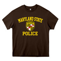 Chocolate Brown maryland state police Heavy Core Tee - linhVisuals