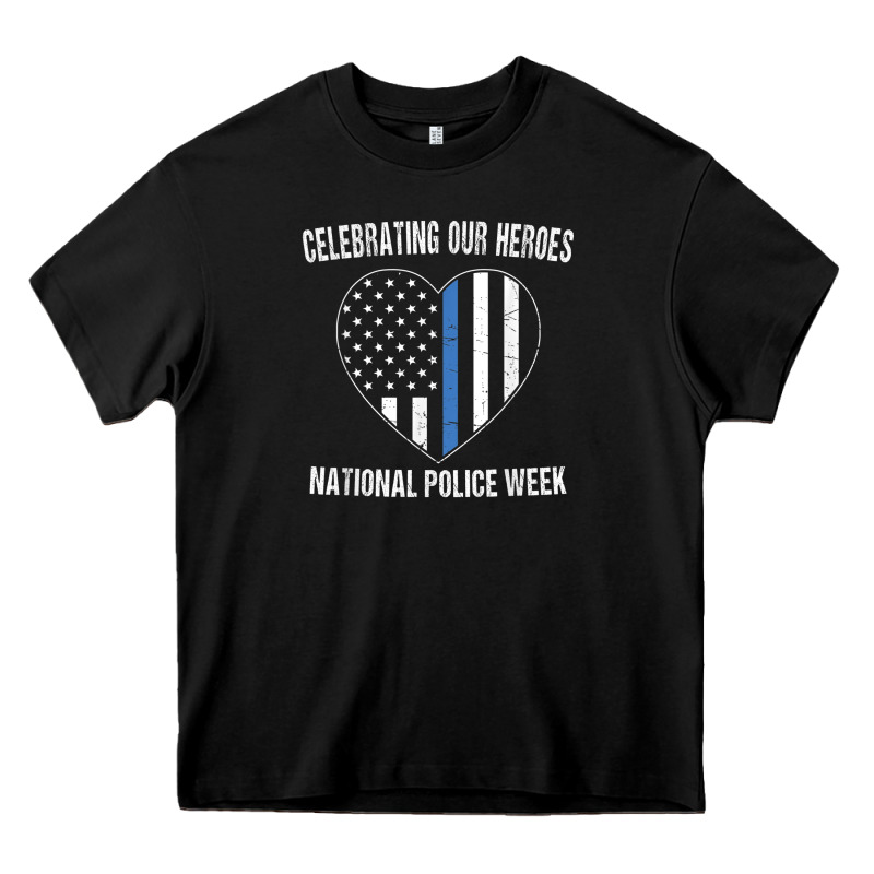 National Police Week Shirt Vintage Blue Line American Flag Heavy Core Tee by linhVisuals | Teevron
