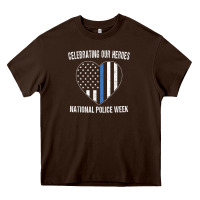 Chocolate Brown national police week shirt vintage blue line american flag Heavy Core Tee - linhVisuals