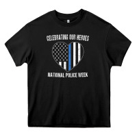 Black national police week shirt vintage blue line american flag Heavy Core Tee - linhVisuals