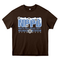 Chocolate Brown north pole police department Heavy Core Tee - linhVisuals