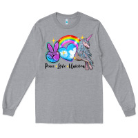 Heather Grey peace love unicorn Long Sleeve Tee - LillyAllenDesigns