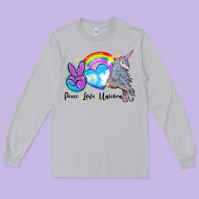Peace Love Unicorn Long Sleeve Tee Designed By Lillyallendesigns