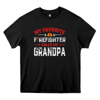 Black mens father's day my favorite firefighter calls me grandpa premium Heavy Core Tee - linhVisuals