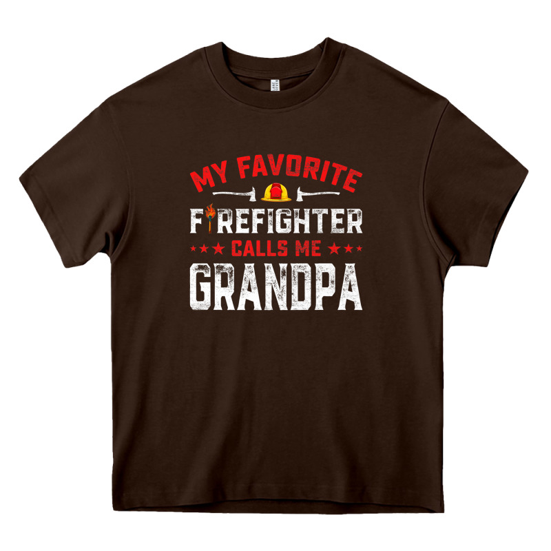 Mens Father's Day My Favorite Firefighter Calls Me Grandpa Premium Heavy Core Tee by linhVisuals | Teevron