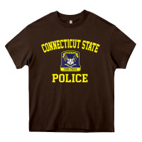 Chocolate Brown connecticut state police Heavy Core Tee - linhVisuals