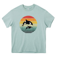 Arona orca family vintage retro art, killer whale family Heavy Core Tee - linhVisuals