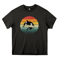Asphalt orca family vintage retro art, killer whale family Heavy Core Tee - linhVisuals