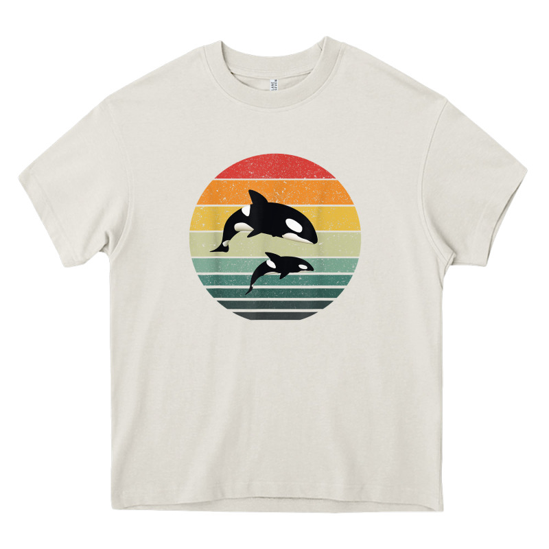 Orca Family Vintage Retro Art, Killer Whale Family Heavy Core Tee by linhVisuals | Teevron