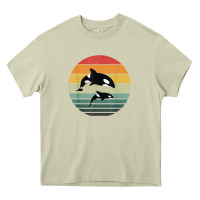 Mossy orca family vintage retro art, killer whale family Heavy Core Tee - linhVisuals