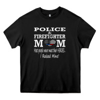 Black police & firefighter mom, i raised mine fireman mothers day Heavy Core Tee - linhVisuals