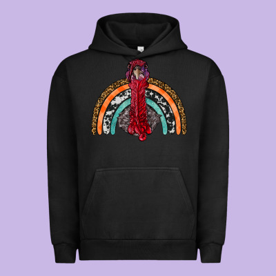 Thanksgiving Turkey Rainbow Urban Hoodie Designed By Ranaportraitstore