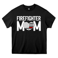 Female Firefighter Mom Thin Red Line Flag Firefighting Premium Heavy Core Tee | Teevron