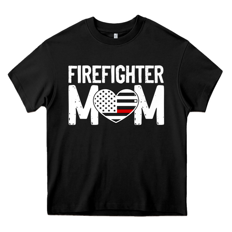 Female Firefighter Mom Thin Red Line Flag Firefighting Premium Heavy Core Tee by linhVisuals | Teevron