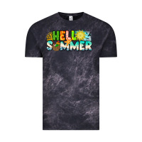 Cloud Black Hello Summer Vintage Tee - CowhideDigitalArt