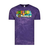 Cloud Purple Hello Summer Vintage Tee - CowhideDigitalArt