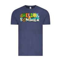 Vintage Denim Hello Summer Vintage Tee - CowhideDigitalArt