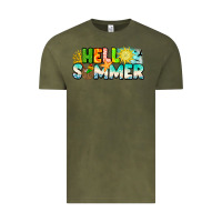 Vintage Olive Hello Summer Vintage Tee - CowhideDigitalArt