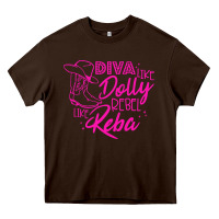 Chocolate Brown Reba Mcentire Diva Like Dolly Rebel Like Reba Heavy Core Tee - linhVisuals