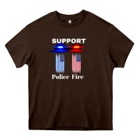 Chocolate Brown support our police & fire departments   1st responders premium Heavy Core Tee - linhVisuals