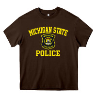 Chocolate Brown michigan state police Heavy Core Tee - linhVisuals