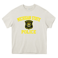 Cream michigan state police Heavy Core Tee - linhVisuals