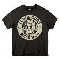 Asphalt i love guns bacon pork pig funny gun Heavy Core Tee - linhVisuals