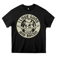 I Love Guns Bacon Pork Pig Funny Gun Heavy Core Tee | Teevron