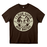 Chocolate Brown i love guns bacon pork pig funny gun Heavy Core Tee - linhVisuals