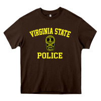 Chocolate Brown virginia state police Heavy Core Tee - linhVisuals