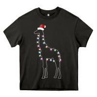 Asphalt santa giraffe christmas color led Heavy Core Tee - linhVisuals