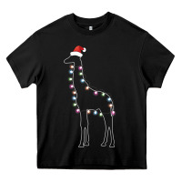 Santa Giraffe Christmas Color Led Heavy Core Tee | Teevron