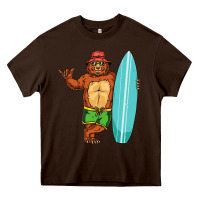Chocolate Brown surfing premium Heavy Core Tee - linhVisuals