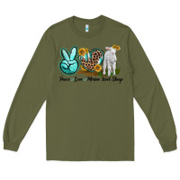 Army Green Peace Love Merino Wool Sheep Long Sleeve Tee - LillyAllenDesigns