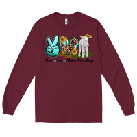 Burgundy Peace Love Merino Wool Sheep Long Sleeve Tee - LillyAllenDesigns