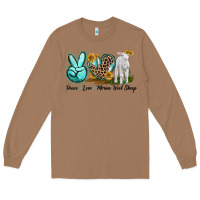 Toasted Coconut Peace Love Merino Wool Sheep Long Sleeve Tee - LillyAllenDesigns