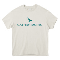 Cream cathay pacific essential Heavy Core Tee - linhVisuals