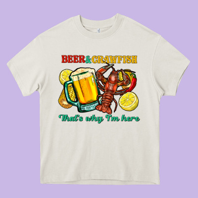 Beer&crawfish That's Why I'm Here Heavy Core Tee Designed By Fadigitalartstudio