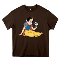 Chocolate Brown snow white Heavy Core Tee - linhVisuals